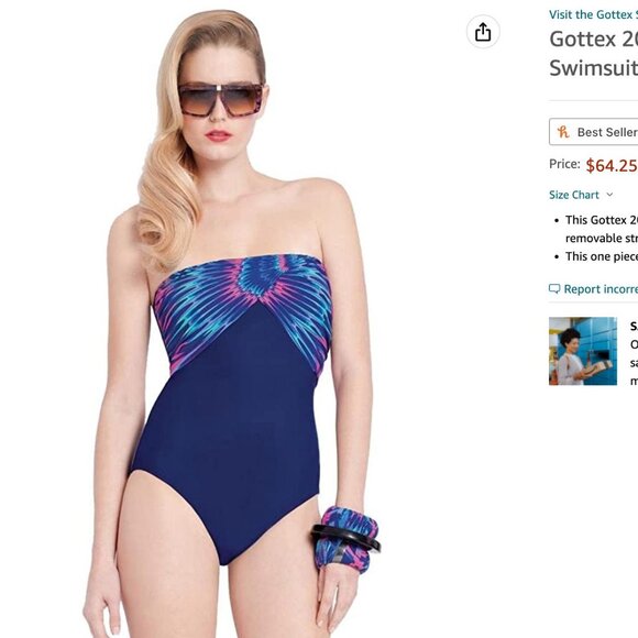 Gottex Helios Bandeau One Piece Swimsuit Size 8 - Picture 3 of 3